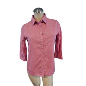 Lands' End Women's Red Button-Down Shirt